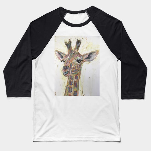 Colourful Baby Giraffe Baseball T-Shirt by Merlinsmates